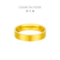 周大福简约素圈黄金戒指女足金首饰送生日礼物(工费:320计价)EOF1280七夕礼物