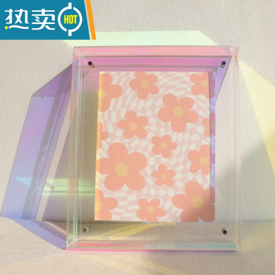 敬平亚克力透明画框洗照片做成相框摆台海报装裱挂墙创意摆件托盘收纳 幸运炫彩-高透3mm+可摆可挂 外框55*55cm