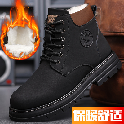 迪罗尼卡二层牛皮马丁靴男款高帮皮鞋潮鞋秋冬季男鞋工装男靴男士休闲靴子