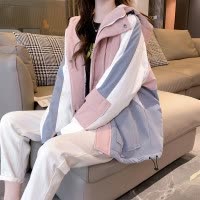 [2.5折价199元]唐狮外套女冬季工装风连帽拼接棉服长袖上衣韩版百搭潮