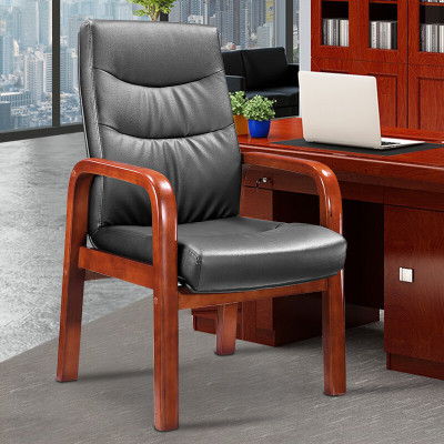 域赢实木椅办公椅会议椅 加厚海绵 人体工学椅 大班椅班前椅 老板总裁四脚椅子