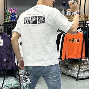 短袖男潮牌ins港风男士T恤夏季衣服新款刺绣痞帅潮男半袖男生圆领