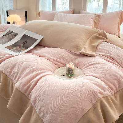花牛奶绒床上四件套加厚双面珊瑚绒被套床单三件套2026新款秋冬