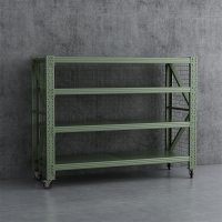 臻远ZYJJ-HJ-086可移动货架库房置物架带轮重型货架四层后背带网2000*700*1600mm/500kg