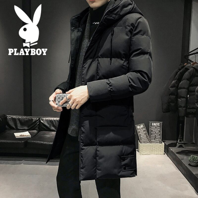 苏宁星选-PLAYBOY/花花公子棉衣男中长款冬季加厚加绒韩版潮流学生羽绒棉服冬装外套