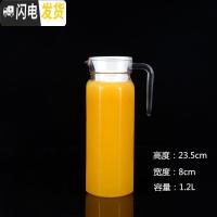 三维工匠亚克力果汁壶 扎壶塑料条纹壶透明耐热饮料壶 防摔餐厅水壶凉水壶 含盖子八角壶1.2(不是玻璃)