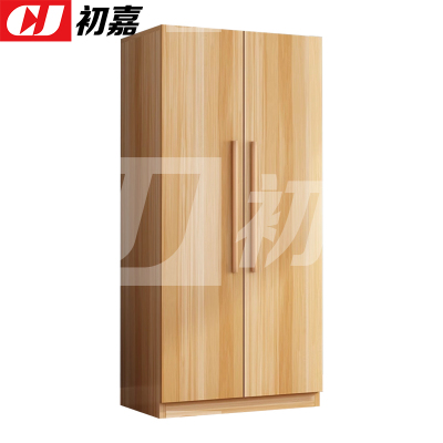 初嘉(CJ) 简约木质衣柜衣服收纳柜 浅胡桃色双门 800*500*1800