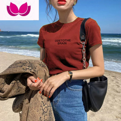 七斓正肩红色短袖t恤女2023新款欧货打底衫内搭美式复古修身上衣