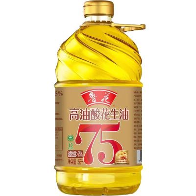 鲁花高油酸花生油5L物理压榨油酸含量大于75%家用炒菜食用植物油