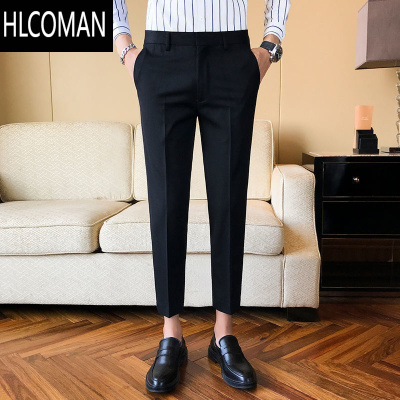 HLCOMAN西裤子男夏季薄款冰丝韩版潮流休闲9九分裤修身直筒宽松空调长裤