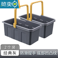 敬平塑料洗拖把桶长方形家用折叠拖地水桶储水用洗车拖布桶单桶 灰色2个
