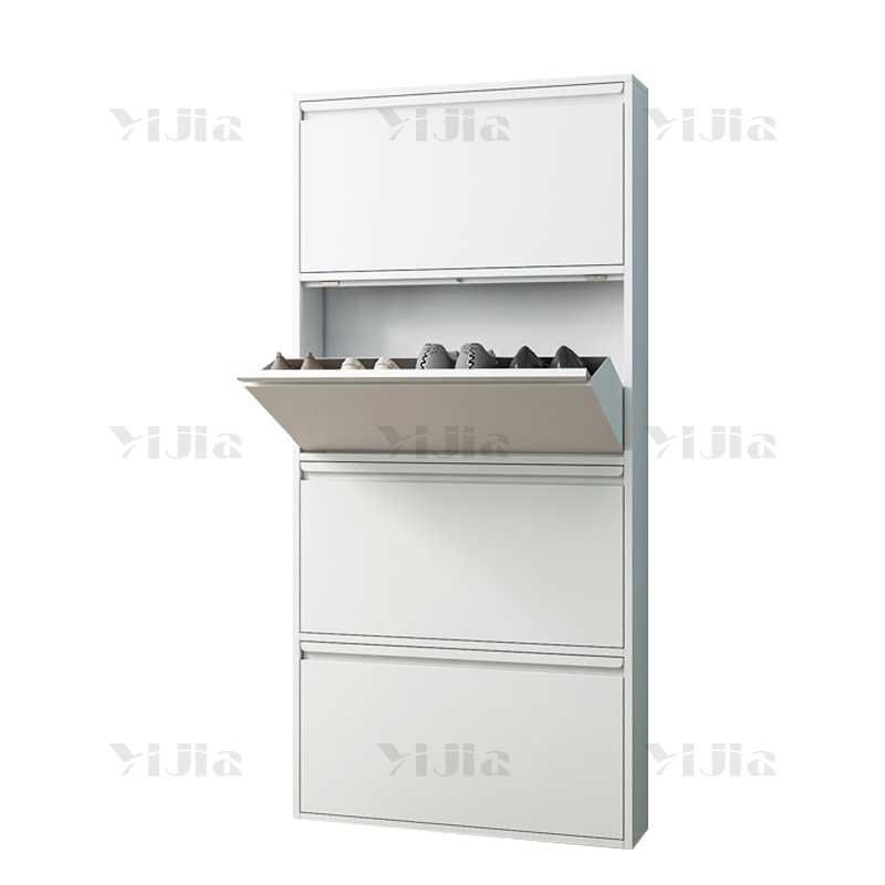 翌嘉 YJ4022020 钢制翻斗鞋柜简约现代收纳柜白色四斗655*152*1375mm