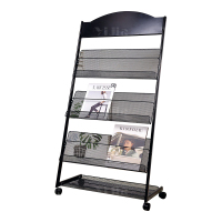 翌嘉YJ4122823 杂志架展示架报置物架收纳落地报纸报刊架 三层黑色 630*360*1280