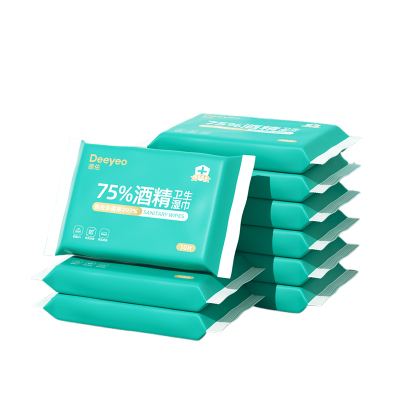 德佑湿巾10片*10包携带方便75%酒精2001DYWP935