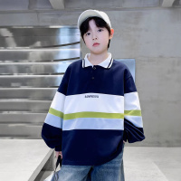 男童翻领polo衫长袖2026新款中大童拼色打底衫春季儿童春装卫衣潮