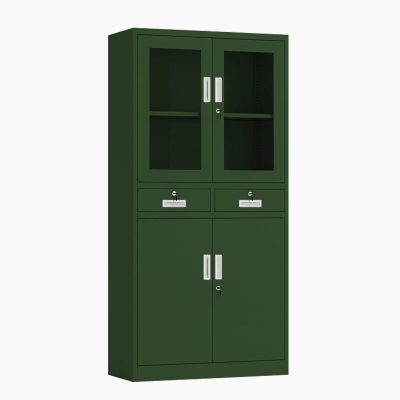 铭威盾绿色铁皮文件柜办公室档案柜资料柜财务凭证柜钢制办公柜子加厚二斗器