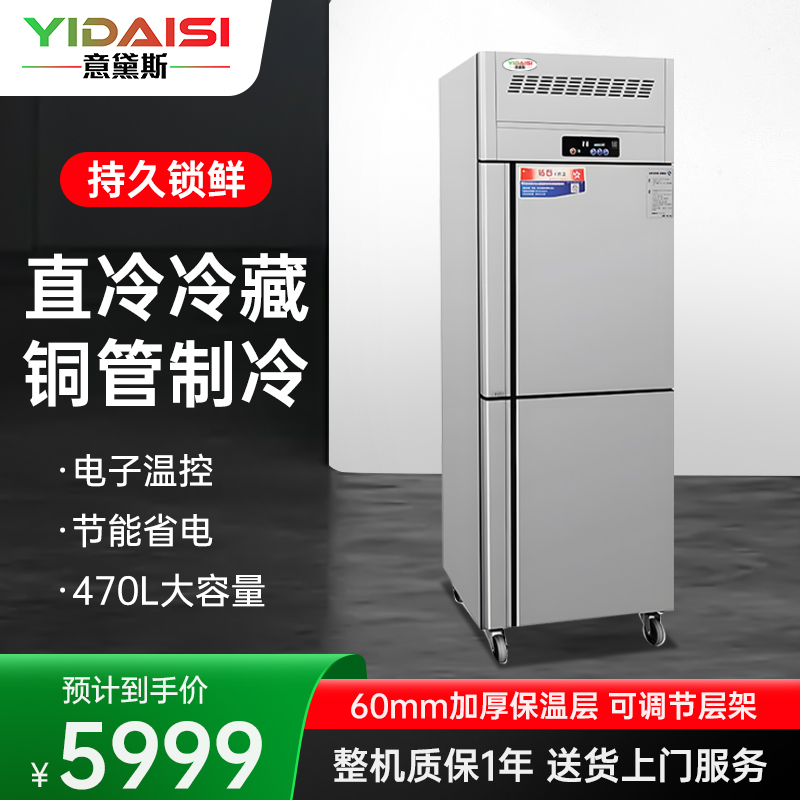 意黛斯(YIDAISI)商用立式二门冰箱冷柜 两门冷藏大容量展示柜 饭店酒店专用直冷冷藏款YDS-ZSZLLC-0.5C