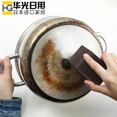 日本金刚砂双面洗锅魔力擦锅底除铁锈海绵擦刷碗清洁百洁布6块装_3