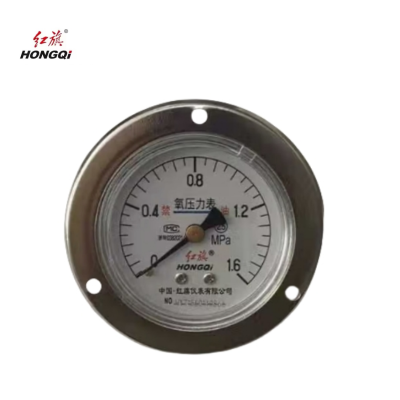 红旗 轴向带边氧气压力表定制检测款YO60ZT(压力值需备注) 块