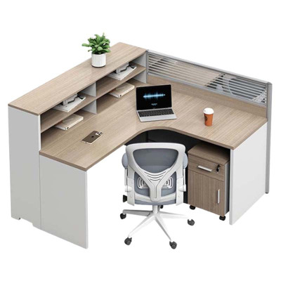 DXBG简约现代职员办公桌员工位转角l型卡座电脑桌办公室桌椅组合F型单人位+活动柜+椅子