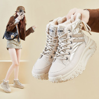 冬季高帮加绒老爹鞋新款韩版ins女学生厚底增高休闲保暖