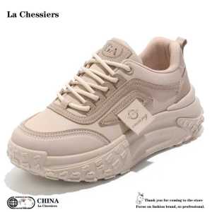 La Chessiers小白鞋女新款春秋季百搭厚底增高老爹鞋学生ins休闲运动鞋