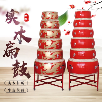 大鼓牛皮鼓龙鼓中国红鼓成人儿童演出扁鼓堂鼓锣鼓乐器舞蹈节奏鼓18寸龙鼓扁鼓+鼓棒+鼓架