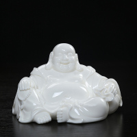 MULTIPOTENT茶宠摆件德化陶瓷工艺品办公室客厅摆件周崇邓作品-提珠弥勒佛