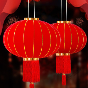 苏宁放心购 新年大红灯笼挂饰中式阳台灯笼灯吊灯结婚喜庆360度自动旋转LED灯笼 60#