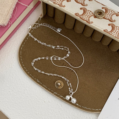 s925纯银施家珍珠樱桃吊坠项链小众独特高级感精致毛衣链颈链送女朋友老婆情人节七夕生日礼物