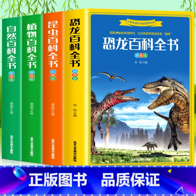 全4册 恐龙+昆虫+植物+自然百科 [正版]全4册恐龙百科全书 昆虫百科全书 植物百科全书 自然百科全书 适合儿童二三四