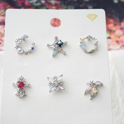 jda韩国耳饰精致月亮五角星花朵流苏耳骨钉旋转螺丝堵送女朋友老婆情人节七夕生日礼物