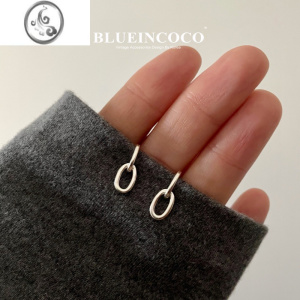 JiMi[上新8折]通体银银925圆环耳钉女法式气质ins高级感耳环女耳饰 E54圆环