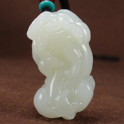 臻玉盈和田玉貔貅吊坠男士女款皮休挂件佳礼附送鉴定证书40*22mm男士大款貔貅头向左