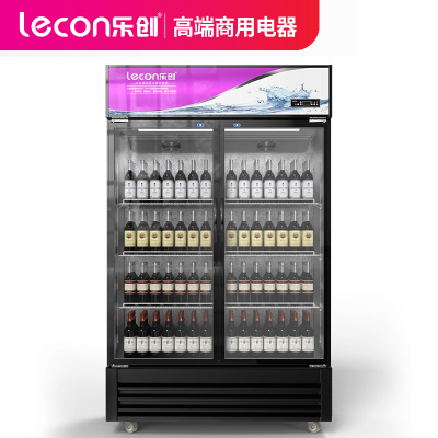 lecon/乐创珍轩680L超市便利双门展示柜冷藏保鲜立式冰柜三门商用冰箱饮料超市冰柜水果厨房陈列柜点菜柜冷柜超市冰箱