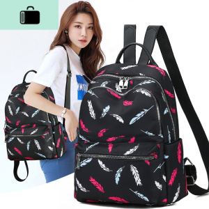 双肩包女2020新款时尚韩版百搭牛津帆布休闲旅行女士背包女书包NEW LAKE 花色 花色