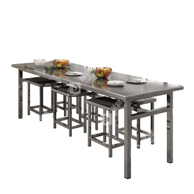 居将 JJ4010352 不锈钢餐桌椅学校食堂桌椅组合餐厅桌椅 1.8米餐桌6椅