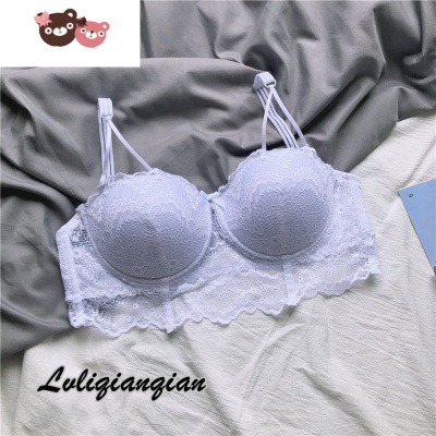 绿彩虹光半杯大码甜美蕾丝少女文胸套装胖MM200斤上托薄性感聚拢调整内衣