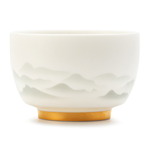 金镶玉羊脂玉瓷家用陶瓷品茗主人杯茶碗功夫茶具礼盒装 云山主人杯