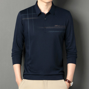 中年男士长袖简约T恤百搭polo衫春季新款上新商务休闲翻领爸爸T恤