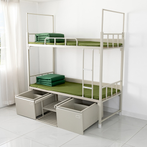 尔迈制式营具铁架床部队宿舍双人床下柜营房钢制加厚双层床 制式双层床