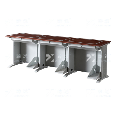臻远 ZY4012424 隐藏式翻转电脑桌培训桌办公桌C款三人位