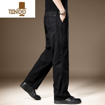 YANXU美式高街秋季新款休闲裤男宽松大码vibe工装直筒垂坠感黑色阔腿裤