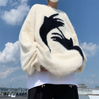 毛衣男美式复古宽松百搭春秋季高街潮牌情侣宽松慵懒风毛衣打底衫