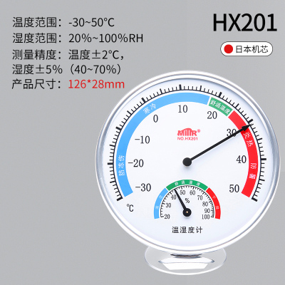 温度计室内家用精准温湿度计纳丽雅高精度婴儿房壁挂式大棚干湿温度表尊享版典雅白-电镀底座.日本机芯.质保三年