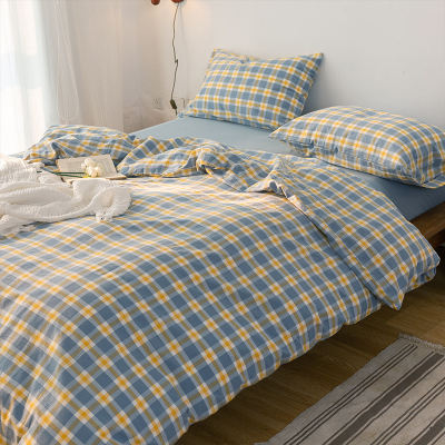 伊伊爱 水洗棉纯爱格子款四件套