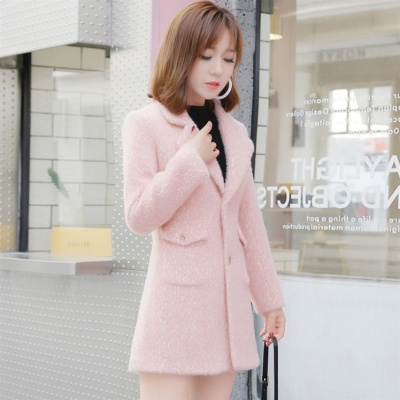 FISHBASKET二八月外套女2020新款装小个子中长款修身显瘦气质毛呢子大衣毛呢外套