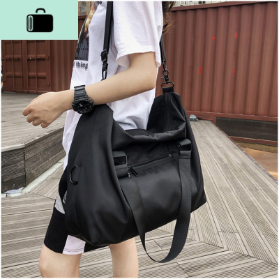 ins包包女潮款2020时尚单肩包酷酷大容量斜挎包百搭街头时尚大包NEW LAKE 黑色女斜挎包