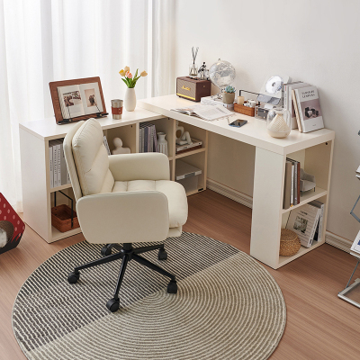 全友家居现代简约书桌客厅可旋转书桌柜软包书椅