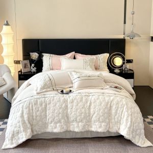 轻奢高级感牛奶绒床上四件套加绒公主双面法兰珊瑚绒被套床单床品